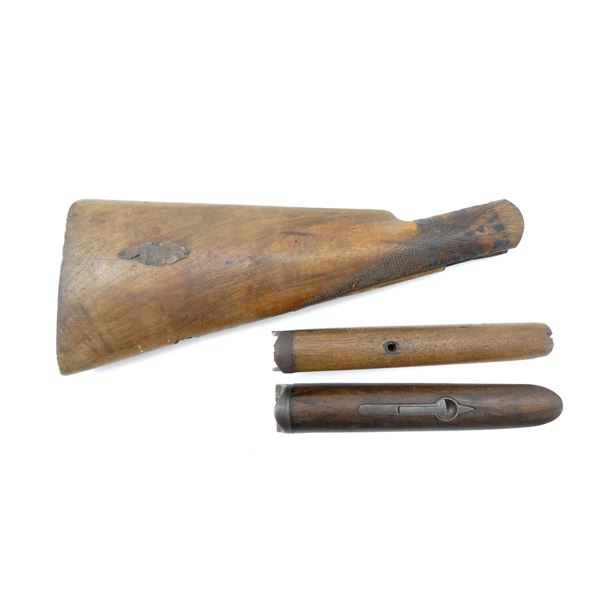 UNKNOWN SINGLE SHOT SHOTGUN BUTT STOCK AND ASSORTED FORENDS LOT