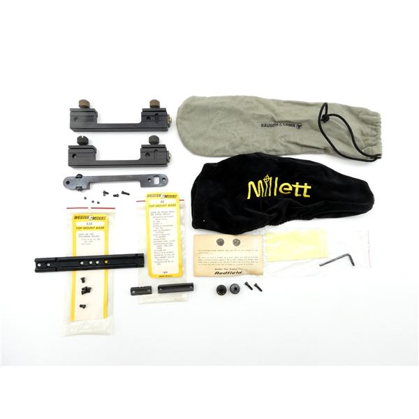 ASSORTED WEAVER TOP MOUNT BASES AND UNKNOWN SCOPE MOUNT BASES LOT