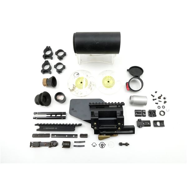ASSORTED SCOPE MOUNTS, RINGS AND GLOBE FRONT SIGHT APERTURES / ETC. LOT