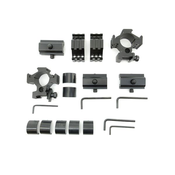 UNKNOWN ASSORTED 30MM ADJUSTABLE SCOPE RINGS AND BASES LOT