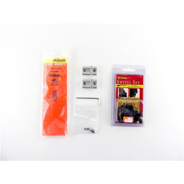 MILLET BROWNING A-BOLT SCOPE BASES AND ALLEN BOLT ACTION RIFLE SLING SWIVELS LOT