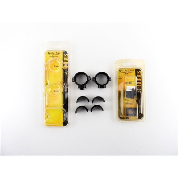 BURRIS SIGNATURE UNIVERSAL DOVETAIL 1" SCOPE RINGS AND BURRIS TU X-BOLT SCOPE RING BASES LOT