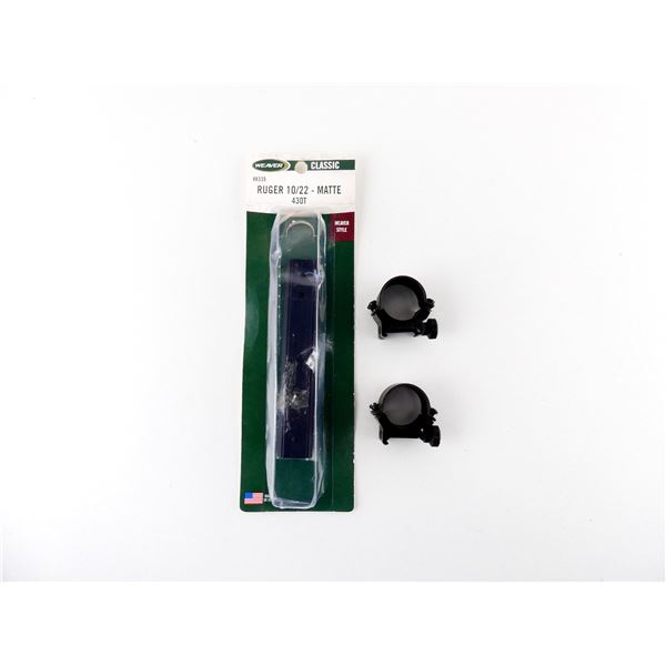 WEAVER 1" SCOPE RINGS AND WEAVER RUGER 10/22 SCOPE RAIL LOT