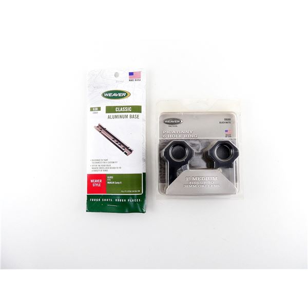 WEAVER TACTICAL 1" PICATINNY SCOPE RINGS AND WEAVER SCOPE RAIL LOT