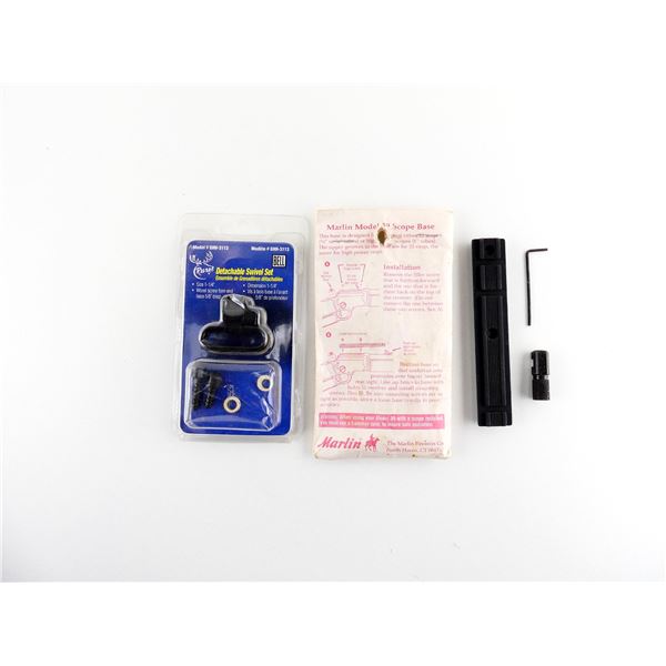 MARLIN MODEL 39 SCOPE BASE RAIL AND RAVAGE RIFLE SLING SWIVELS LOT