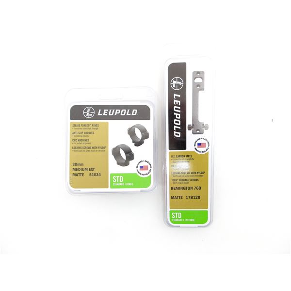 LEUPOLD 30MM SCOPE RINGS AND REMINGTON 760 SCOPE BASE MOUNT LOT