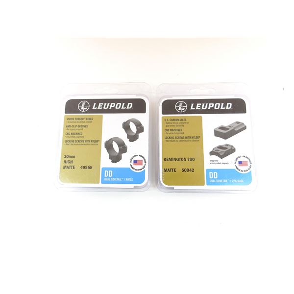 LEUPOLD 30MM SCOPE RINGS AND REMINGTON 700 SCOPE BASE MOUNT LOT