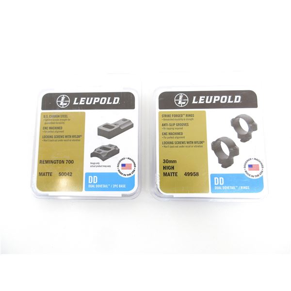 LEUPOLD 30MM SCOPE RINGS AND REMINGTON 700 SCOPE BASE MOUNT LOT