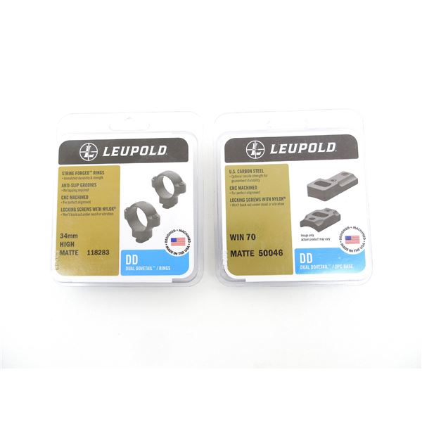 LEUPOLD 34MM SCOPE RINGS AND WIN 70 SCOPE BASE MOUNT LOT
