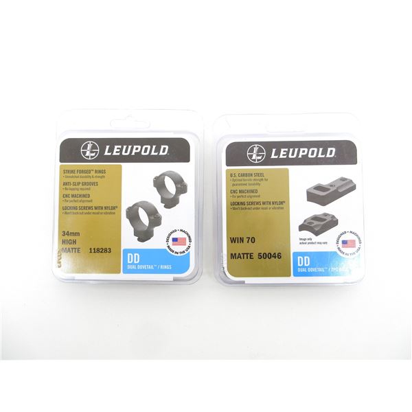 LEUPOLD 34MM SCOPE RINGS AND WIN 70 SCOPE BASE MOUNT LOT