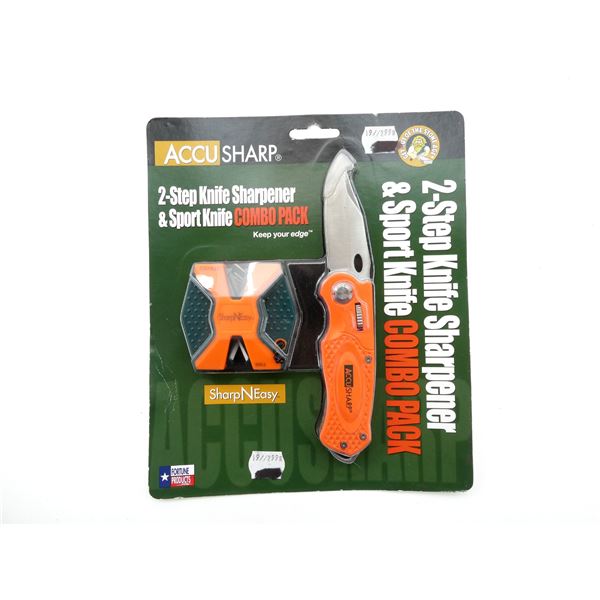 ACCUSHARP 2-STEP KNIFE SHARPENER AND SPORT KNIFE COMBO PACK