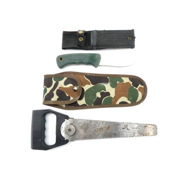 OLD TIMER FIXED BLADE KNIFE AND UNCLE MIKE'S HAND SAW LOT