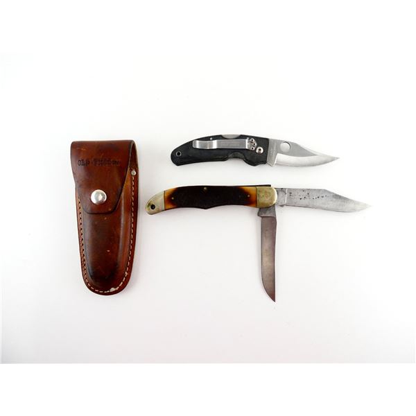 SPYDERCO AND OLD TIMER FOLDING KNIVES LOT