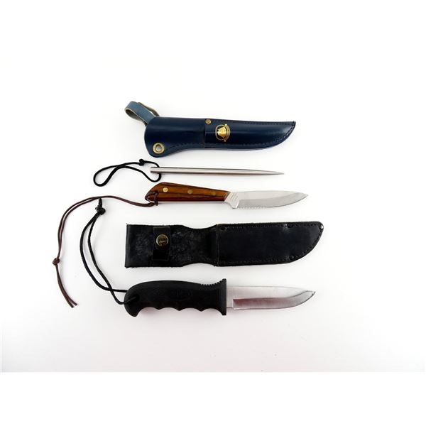 SCHOONER BLUENOSE FOUNDATION BELT KNIFE WITH MARLIN SPIKE AND CUTCO KNIFE LOT