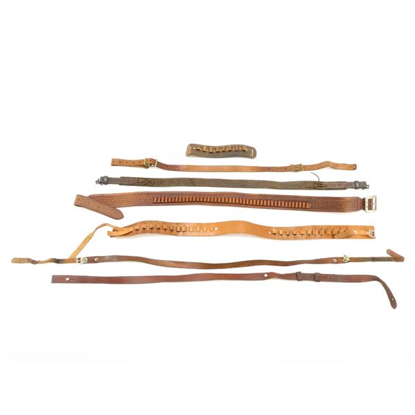 ASSORTED RIFLE SLINGS AND AMMO BELTS LOT