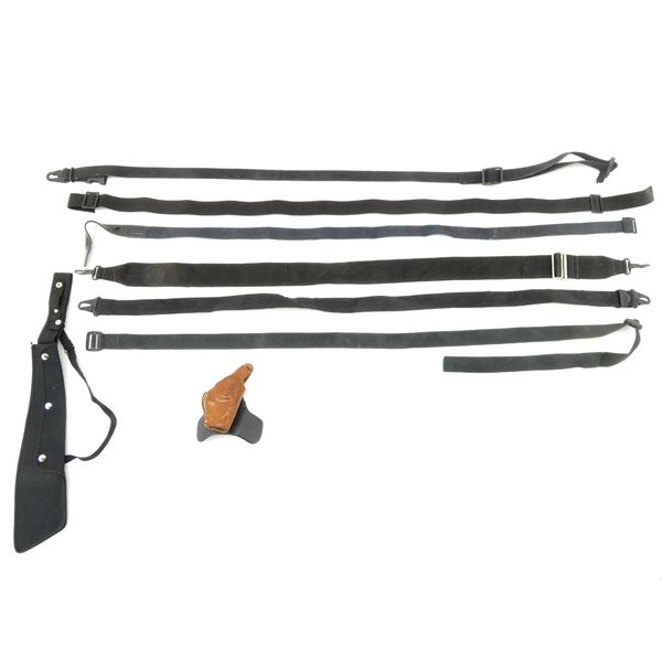 ASSORTED RIFLE SLINGS AND RIGHT-HANDED HOLSTER LOT