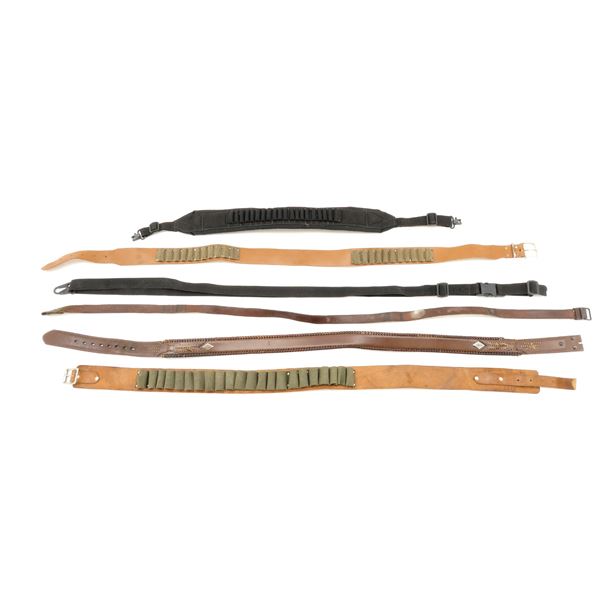 ASSORTED RIFLE SLINGS AND AMMO BELTS LOT
