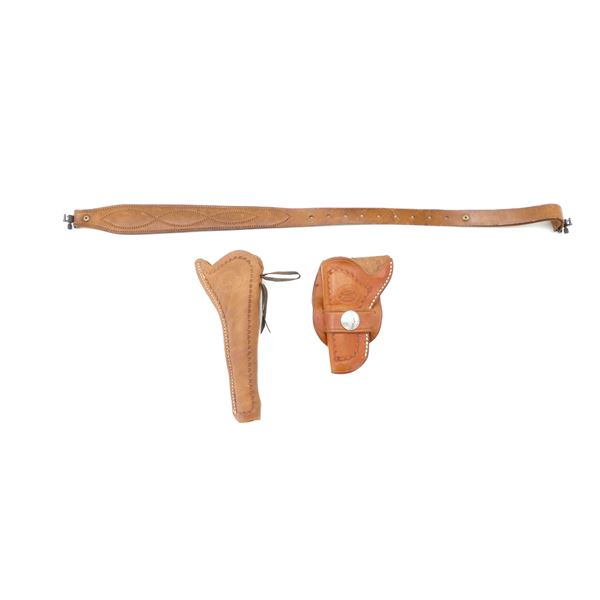 ASSORTED LEATHER HOLSTER AND RIFLE SLING LOT