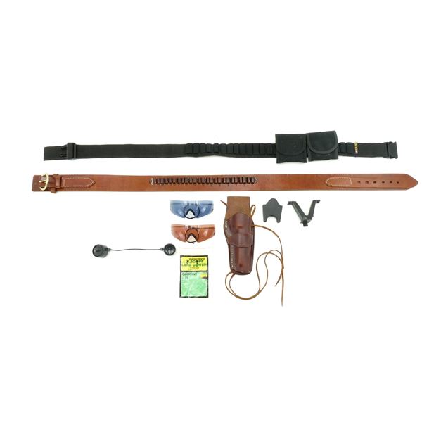 ASSORTED AMMO BELTS, HOLSTER AND ACCESSORIES LOT