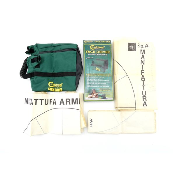 CALDWELL TACK DRIVER ONE-PIECE SHOOTING BAG AND TARGETS LOT
