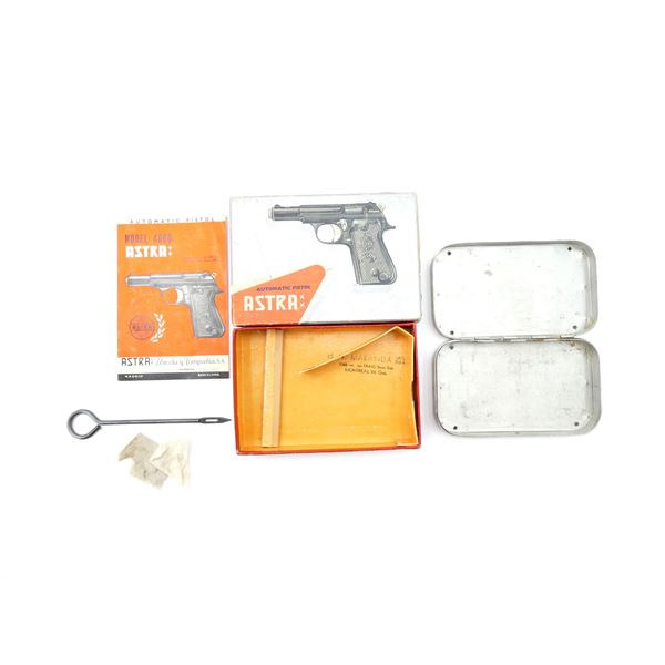 COLLECTIBLE ASTRA AUTOMATIC PISTOL GUN BOX AND HARDY BROS LTD. TIN LOT
