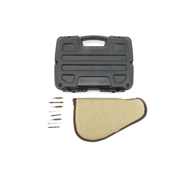 ASSORTED HANDGUN CASES AND GUN CLEANING ACCESSORIES LOT
