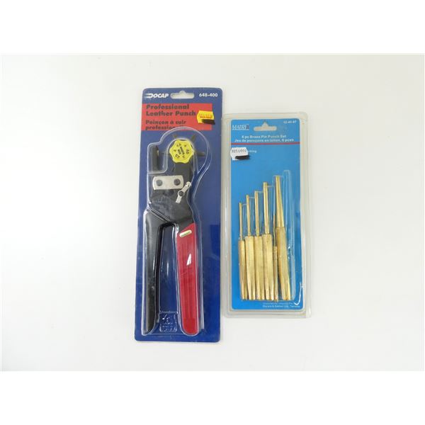 DOCAP PROFESSIONAL LEATHER PUNCH AND MATRIX BRASS PIN PUNCH SET LOT