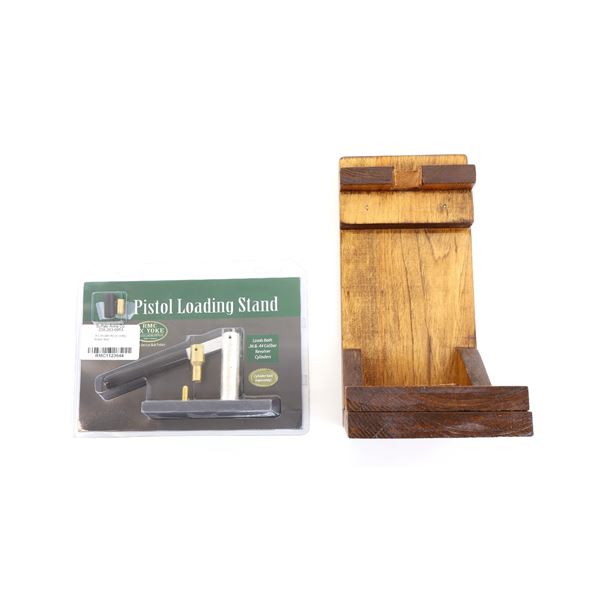 BUFFALO ARMS CO. PISTOL LOADING STAND AND CUSTOM PISTOL LOADING STAND LOT