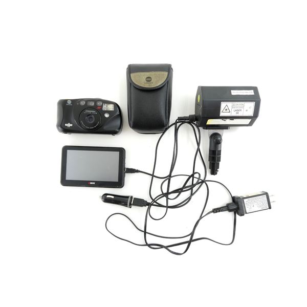 MINOLTA FILM CAMERA, NDRIVE GPS AND 3R LASER LOT