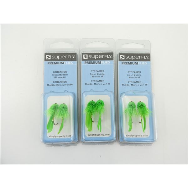 SUPERFLY PREMIUM FLIES GREEN MUDDLER MINNOW #6 STREAMERS LOT