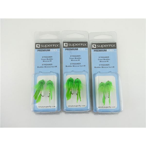 SUPERFLY PREMIUM FLIES GREEN MUDDLER MINNOW #6 STREAMERS LOT