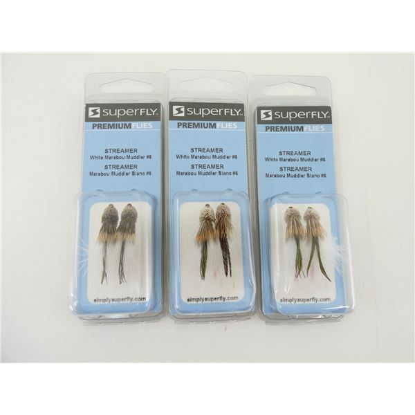 SUPERFLY PREMIUM FLIES WHITE MARABOU MUDDLER #6 STREAMERS LOT