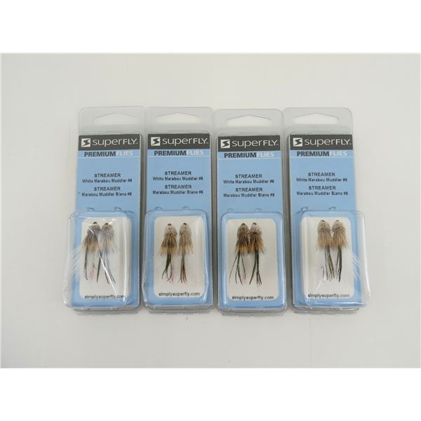 SUPERFLY PREMIUM FLIES WHITE MARABOU MUDDLER #6 STREAMERS LOT