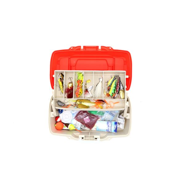 PLANO TACKLE BOX WITH ASSORTED FISHING TACKLE LOT