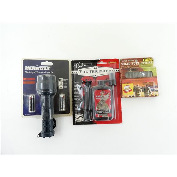 ** PICK UP ONLY ** RABBIT URINE / FLASHLIGHT / FUEL STICKS LOT
