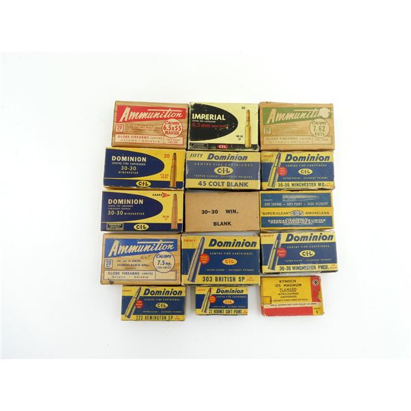 COLLECTIBLE ASSORTED EMPTY AMMO BOXES LOT
