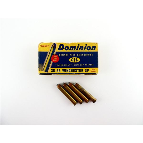 COLLECTIBLE ASSORTED DOMINION .38-55 WIN AMMO LOT