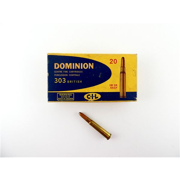 COLLECTIBLE DOMINION .303 BR AMMO AND NON-PRIMED BRASS CASES LOT