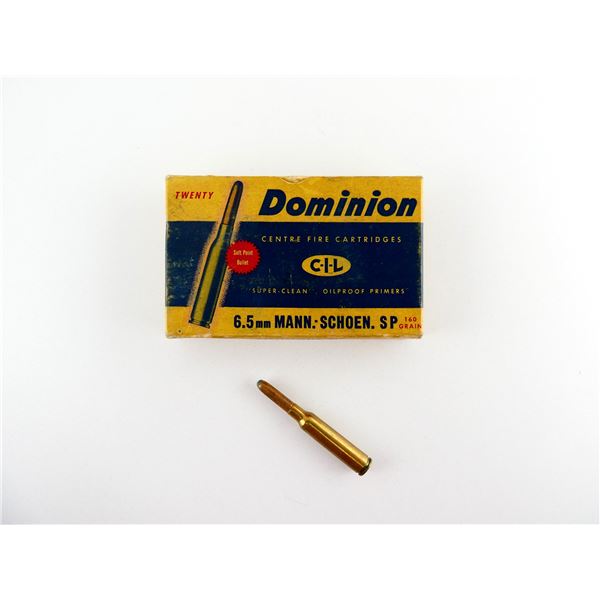 COLLECTIBLE DOMINION 6.5 MANN. SCHOEN AMMO LOT