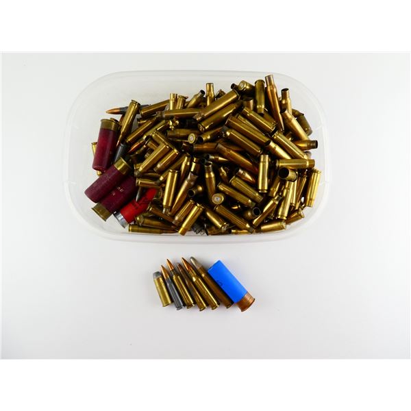 RELOADED ASSORTED AMMO AND NON-PRIMED BRASS CASES LOT