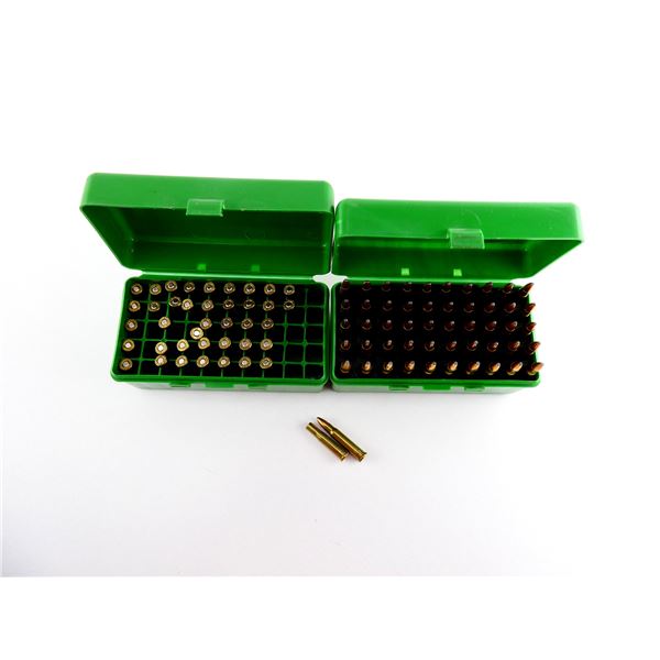 RELOADED ASSORTED .22 HORNET AMMO AND PRIMED BRASS CASES LOT