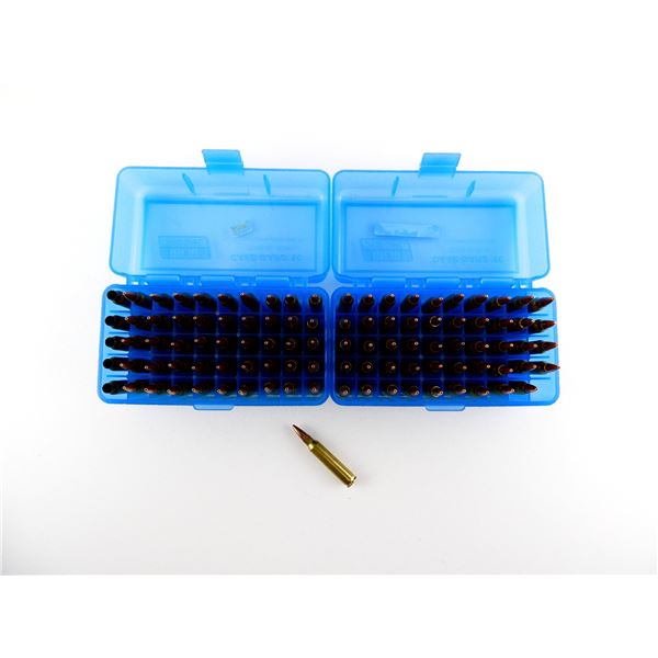 RELOADED ASSORTED .223 REM AMMO AND NON-PRIMED BRASS CASES LOT