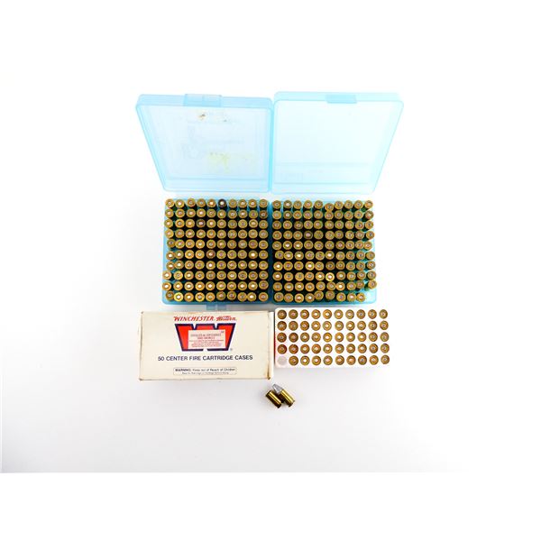 RELOADED ASSORTED 9MM LUGER AMMO AND PRIMED BRASS CASES LOT