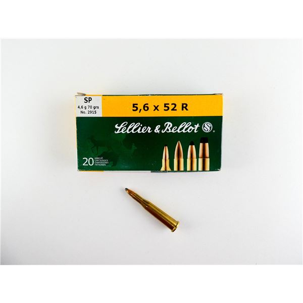 SELLIER & BELLOT 5.6X52R AMMO AND NON-PRIMED BRASS CASES LOT