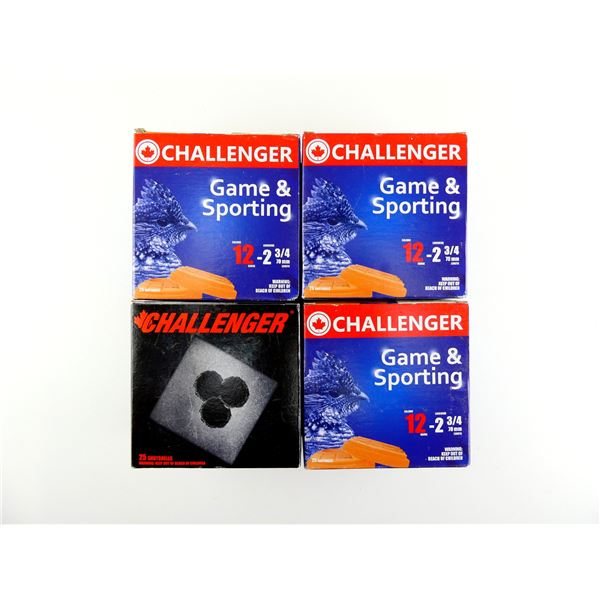 ASSORTED CHALLENGER 12 GAUGE 2 3/4" SHOT SHELL AMMO LOT