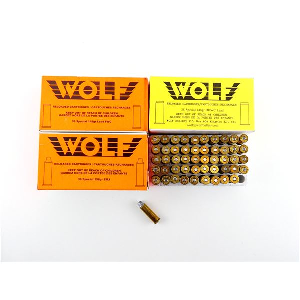 WOLF FACTORY RELOADED .38 SPL AMMO LOT