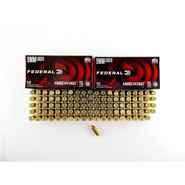 FEDERAL AMERICAN EAGLE 9MM LUGER AMMO LOT