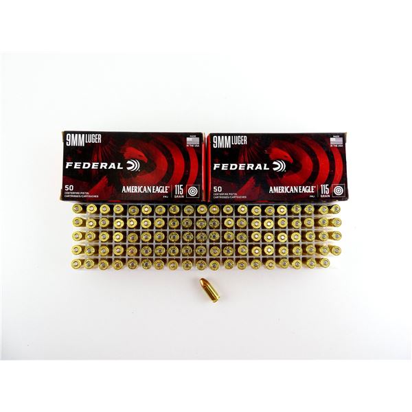 FEDERAL AMERICAN EAGLE 9MM LUGER AMMO LOT