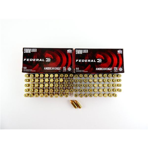 FEDERAL AMERICAN EAGLE 9MM LUGER AMMO LOT