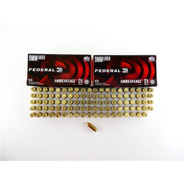FEDERAL AMERICAN EAGLE 9MM LUGER AMMO LOT